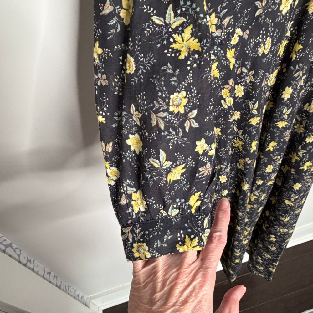 DOEN Charleston Noir Winding Blossoms Floral Midi Dress XXL Organic Cotton Boho - Picture 16 of 16
